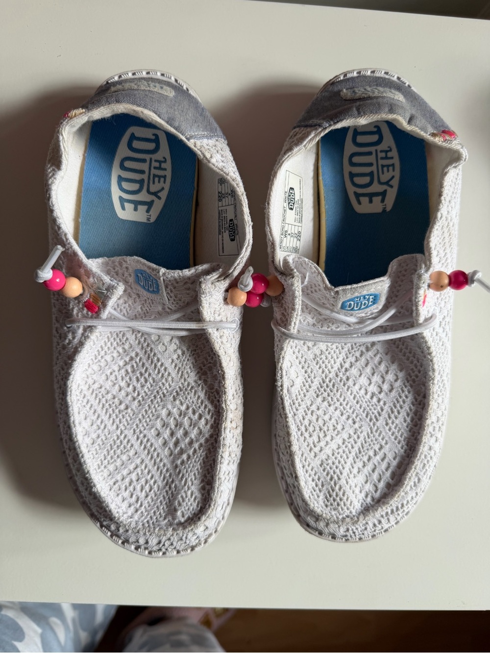 HEYDUDE Wendy Crochet Lace White Slip On Shoes Women's Size 6